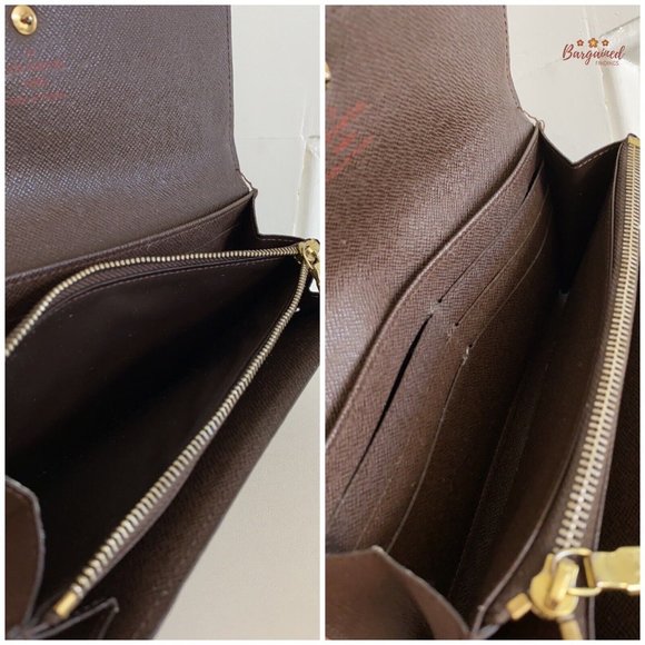 Authentic Louis Vuitton Vintage Damier Ebene Coated Canvas Leather Sarah Long Wa - Picture 10 of 12